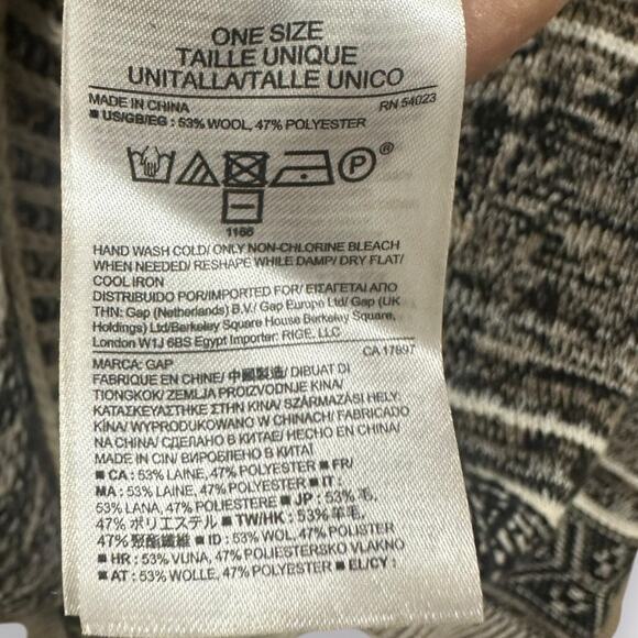 GAP One Size Poncho Wool Boho Gray Warm Knit Lagenlook Chunky Stripe Winter Fall - Picture 7 of 7